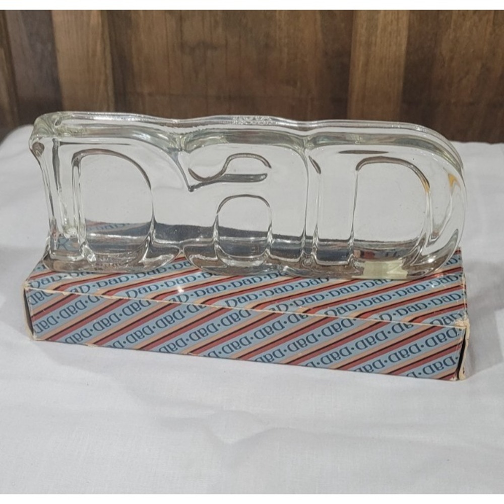 Vintage 1982 Fostoria Glass DAD Signed By AVON- Fathers Day- Glass Display